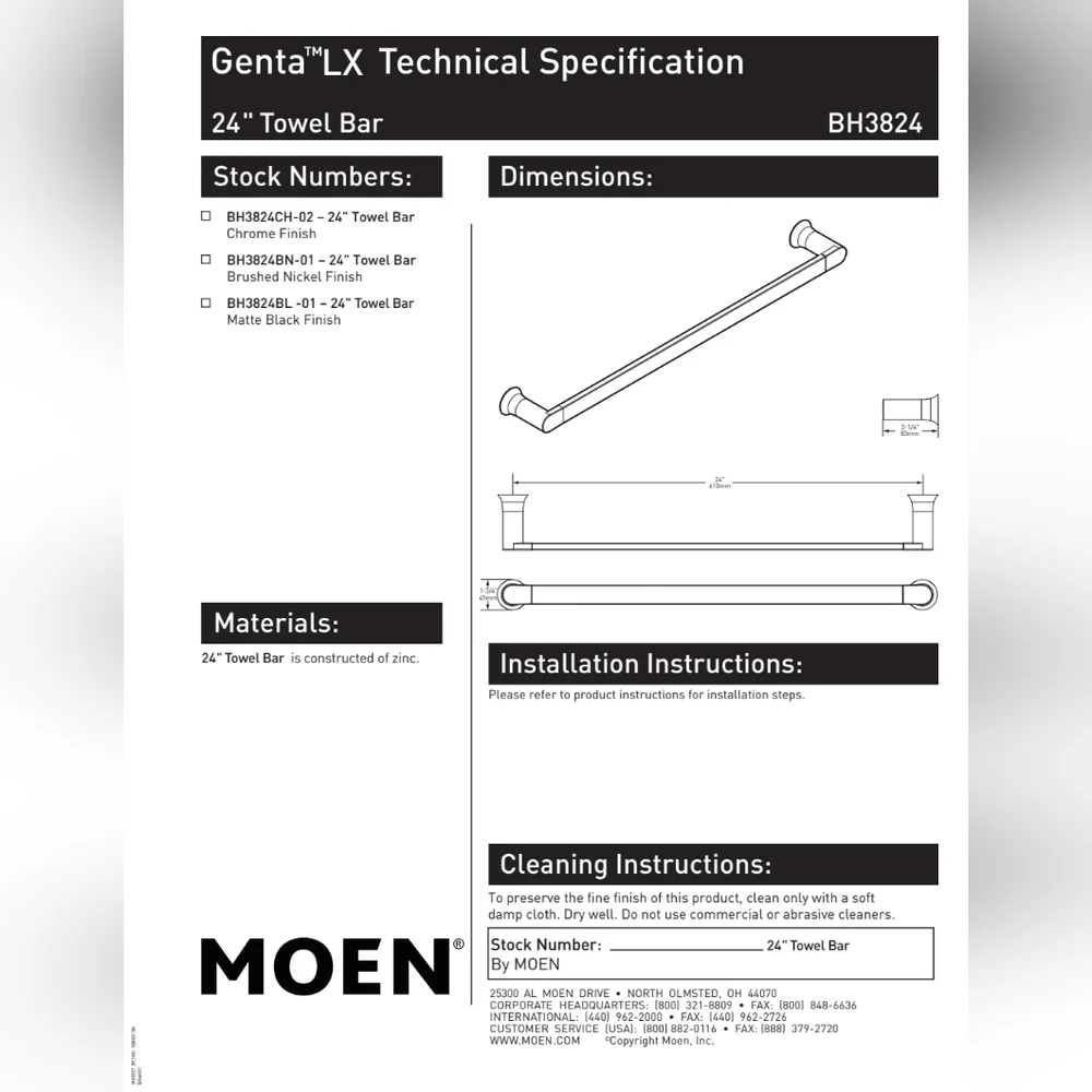 Moen Genta LX Chrome Bathroom 3 piece set